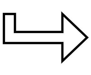 Arrow icon. Outline vector illustration isolated on white.