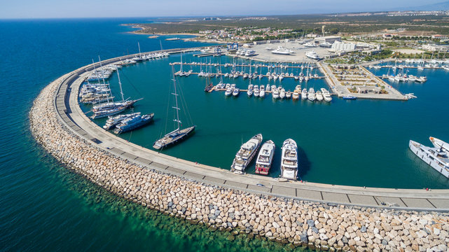 aerial view of didim turkey marina