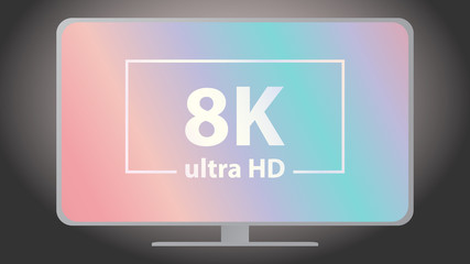 The 8K inscription  on the TV screen. HD quality vector design