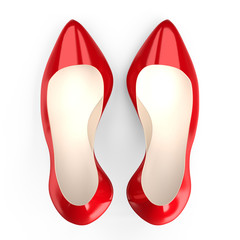 Red high heel shoes - 3D illustration