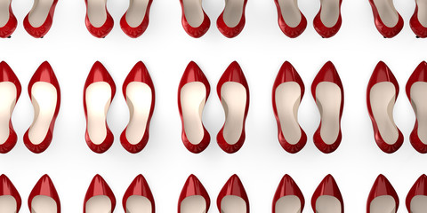 Red high heel shoes - 3D illustration