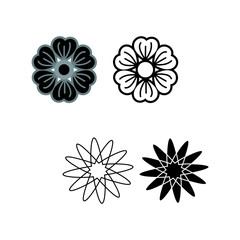 black and white floral design icon