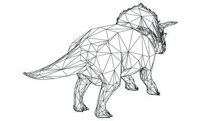 Obraz premium Triceratops big dangerous dinosaur. Polygonal lines illustration.