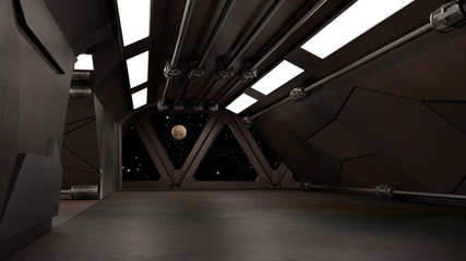 Space environment, ready for comp of your characters.3D rendering - obrazy, fototapety, plakaty