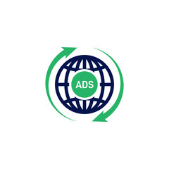 Global advertising icon design isolated on white background. Vector illustration