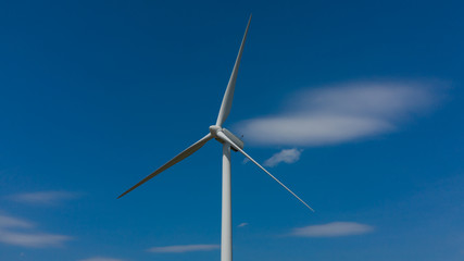 Aerial view of a wind turbine in Berloz, Belgium