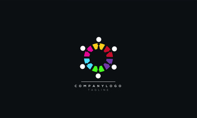 Creative people logo design template with circle
