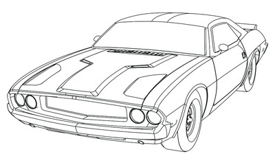 Fototapeta premium Sport car in outline. Sport vehicle template vector isolated on white.