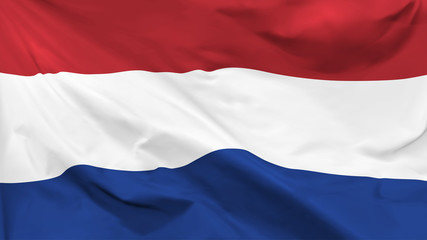 Fragment of a waving flag of the Kingdom of the Netherlands in the form of background, aspect ratio with a width of 16 and height of 9, vector