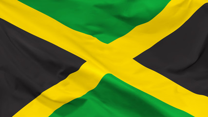 Fragment of a waving flag of the Jamaica in the form of background, aspect ratio with a width of 16 and height of 9, vector