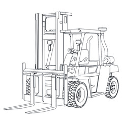 Forklift outline vector. Special machines for the building work.