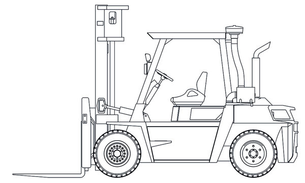 recommend clip art: Forklift outline vector. Special machines for the building work.