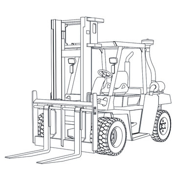 outline forklift truck side view clip art preview