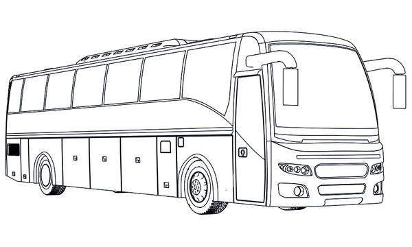 Bus outline vector illustration. Bus vehicle template vector isolated on white. 