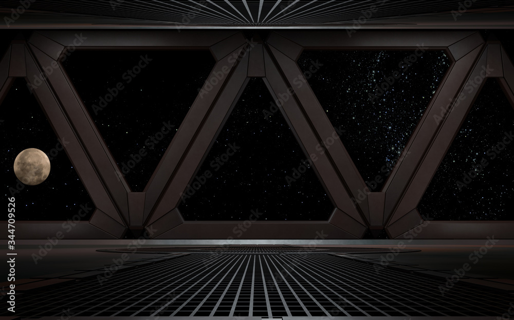 Wall mural space environment, ready for comp of your characters.3d rendering