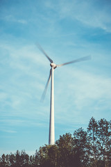 Fototapeta na wymiar Aerial view of a wind turbine, in East Flanders, Belgium
