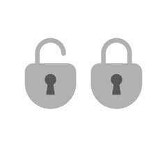 Lock open and closed icons. Symbol of securty and safety, keyhole and padlock pictograms.