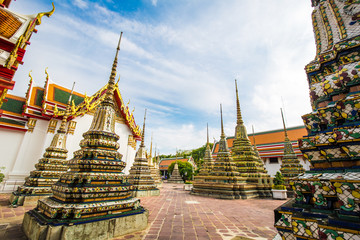 Empty tourist people in Wat Pho buddhist temple