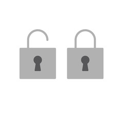 Lock open and closed icons. Symbol of securty and safety, keyhole and padlock pictograms.