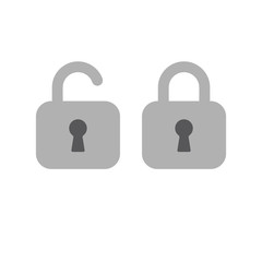 Lock open and closed icons. Symbol of securty and safety, keyhole and padlock pictograms.