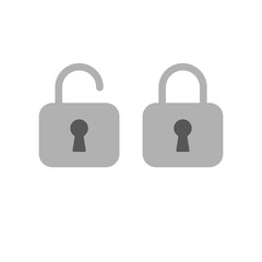 Lock open and closed icons. Symbol of securty and safety, keyhole and padlock pictograms.