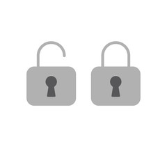 Lock open and closed icons. Symbol of securty and safety, keyhole and padlock pictograms.