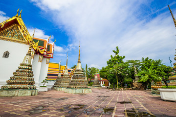 Empty tourist people in Wat Pho buddhist temple
