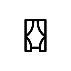 Curtains Interior Outline Icon Logo Vector Illustration
