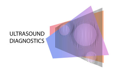 Ultrasound diagnostics logo. Template concept image for medical research. Vector banner, poster, logotype with white background