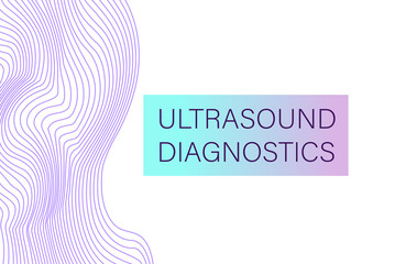Ultrasound diagnostics logo. Template concept image for medical research. Vector banner, poster, logotype with white background