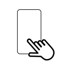 hand cursor on phone Icon symbol Flat vector illustration for graphic and web design.