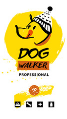 Dog Walker logo. Template design poster, banner for professional pet care