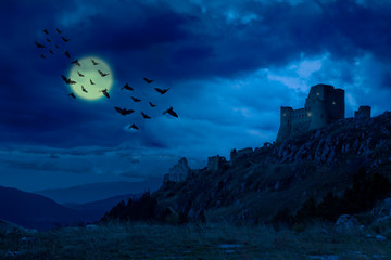 mystic castle view on moonlight © lorenzobovi