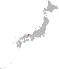Kyoto province highlighted red on Japan map. Gray background. Business concepts and backgrounds.aTottori province highlighted red on Japan map. Gray background. Business concepts and backgrounds.