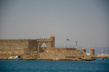 view of the old town of Rhodes Greece