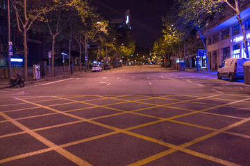 Street in Barcelona during coronavirus confinement. Spain