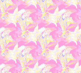 Pastel zebra dove, rabbit seamless print, Abstract swirl. Pink, yellow, purple.