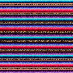 Leopard Serape Seamless Pattern - Colorful Mexican fabric repeating pattern design with leopard print detail