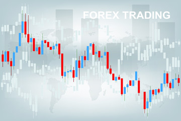 Forex trading stock market economic graph chart on world map. Abstract background for business and finance concepts. Vector illustration.