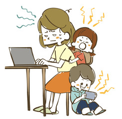 在宅勤務-リモートワーク-子供たち