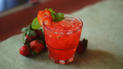 Picture of Strawberry Mojito with strawberry garnish