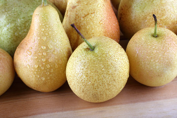 Pears on table