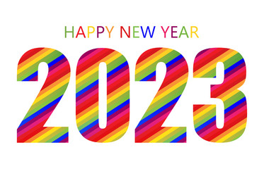 Rainbow Happy New Year 2023 Design Template. Modern Design for Calendar, Invitations, Card or Prints