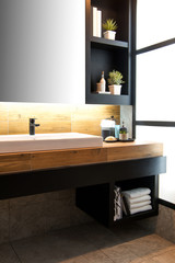 Bathroom interior with sink and faucet