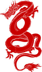 dragon is Magical creatures known in Chinese and Western literature.Dragon Animal tattoo design.Chinese dragon vector.
