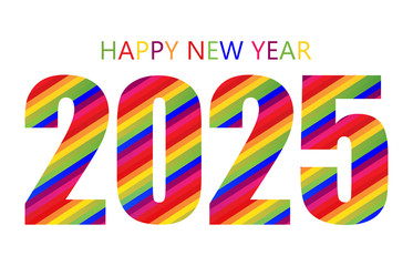 Rainbow Happy New Year 2025 Design Template. Modern Design for Calendar, Invitations, Card or Prints