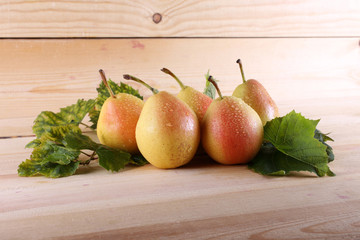 Pears on table
