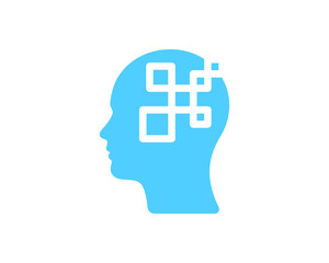 human head silhouette with social network