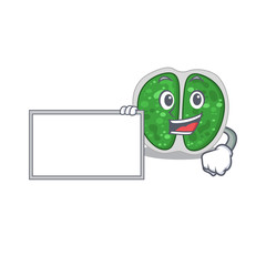Chroococcales bacteria cartoon character design style with board