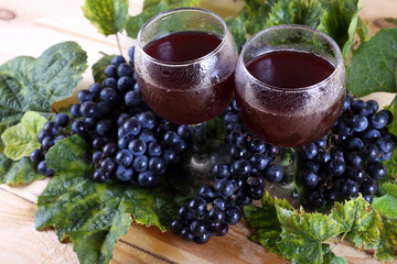 Black grape and red wine
